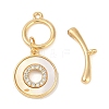 Brass Micro Pave Clear Cubic Zirconia Toggle Clasps KK-K391-26G-2