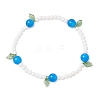 4Pcs 4 Colors Leaf Transparent Acrylic Charms Bracelets for Women BJEW-TA00579-3