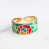 Retro Adjustable Alloy Cubic Zirconia and Enamel Cuff Rings FS-WG5A152-07-1