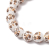 Handmade Flower Printed Porcelain Ceramic Beaded Stretch Bracelets BJEW-JB11910-02-3