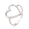 Non-Tarnish 304 Stainless Steel Open Heart Cuff Ring for Women X-RJEW-C025-22P-1