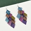 430 Stainless Steel Rhombus Dangle Earrings EJEW-A137-01P-03-2
