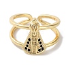 Brass Micro Pave Cubic Zirconia Open Cuff Rings for Women RJEW-E292-13G-2