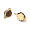 Brass Pave Natural Tiger Eye Planet Connector Charms KK-B129-03G-2