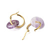 Disc Natural & Synthetic Stone Pendant Huggie Hoop Earrings EJEW-JE04616-6