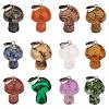 12 Pieces Gemstone Mushroom Charm Pendant Crystal Mushroom Natural Stone Pendants Mixed Color for Jewelry Necklace Earring Making Crafts JX550B-1