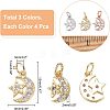  12Pcs 3 Colors  Brass Micro Pave Cubic Zirconia Charms ZIRC-NB0001-81-4