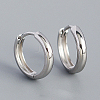 Anti-Tarnish Rhodium Plated Plain 925 Sterling Hoop Earrings MU8410-02-1