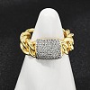 Brass Micro Pave Cubic Zirconia Open Cuff Ring for Women RJEW-F177-03GP-05-3