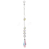 Iridescent Glass Octagon Beads & Teardrop Hanging Suncatchers HJEW-JM04768-2