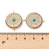 Brass Pave Colorful Cubic Zirconia Disc Connector Charms KK-Q068-52G-3