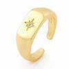 Clear Cubic Zirconia Star Signet Open Cuff Ring X-RJEW-I083-08G-1