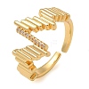 Brass Micro Pave Clear Cubic Zirconia Cuff Finger Rings for Women RJEW-B112-07G-4