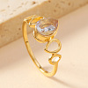 201 Stainless Steel Cubic Zirconia Finger Rings WG70560-01-1