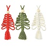 3Pcs 3 Colors Handmade Macrame Cotton Christmas Tree Pendant Decoration HJEW-JM02708-2