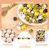 Kissitty DIY Bee Wooded Ornaments Kit DIY-KS0001-28-13