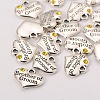 Wedding Party Supply Antique Silver Alloy Rhinestone Heart Carved Word Brother of Groom Wedding Family Charms X-TIBEP-N005-26C-2