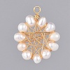 Handmade Natural Cultured Freshwater Pearl Pendants X-PALLOY-JF00398-3