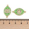 Rack Plating Brass Micro Pave Clear Cubic Zirconia Horse Eye Connector Charms KK-U032-28G-3