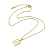Ion Plating(IP) Rectangle with Initial Letter 304 Stainless Steel Pendant Necklace NJEW-R265-04G-J-3
