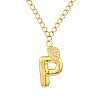 304 Stainless Steel Clear Cubic Zirconia Heart & Letter Pendant Curb Chain Necklaces for Women NJEW-FS00012-27P-1