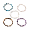 Natural Gemstone & Brass Beads Stretch Bracelets for Women BJEW-JB13414-2