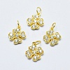 Brass Micro Pave Clear Cubic Zirconia Charms ZIRC-J040-07G-NR-1