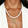 Alloy Textured Pendant White Plastic Pearl Heart Beaded Necklaces WGD8EA0-01-2