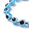 2Pcs 2 Style Natural Wood & Resin Evil Eye Round Beaded Stretch Bracelet with Synthetic Hematite BJEW-JB08096-8