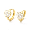 Enamel Heart Hoop Earrings with Clear Cubic Zirconia EJEW-E270-03G-2