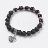 Natural Lava Rock Beads Charm Bracelets BJEW-O161-31-1