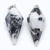 Natural Zebra Jasper Pointed Pendants KK-E757-F-03P-1