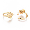 Golden Plated Brass Micro Pave Cubic Zirconia Cuff Earrings EJEW-L244-41G-2