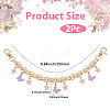 2Pcs Alloy Enamel Lilac Butterfly and Pink Flower Pendant Aluminum Bag Decorative Chains HJEW-BBC0001-38-2