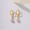 Elegant French Style Brass Pave Clear Cubic Zirconia Flat Round Hoop Earrings KO2254-2-2