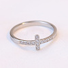 Cross Stainless Steel Micro Pave Clear Cubic Zirconia Finger Rings for Women FS-WG88B59-03-2
