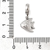 304 Stainless Steel Crystal Rhinestone Sea Animal European Dangle Charms STAS-D153-02A-P-3