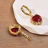 Valentine's Day Heart Brass & Glass Hoop Earrings EJEW-Z164-23G-5