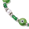 Evil Eye Lampwork & Glass Seed Beaded Stretch Bracelet BJEW-JB10180-4