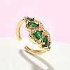 Brass Micro Pave Cubic Zirconia Adjustable Cuff Rings RJEW-C131-02G-1