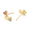 Colorful Rhinestone Triple Heart Stud Earrings EJEW-M209-10G-A-4