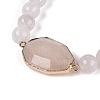 Brass Natural Agate(Dyed & Heated) Faceted Teardrop and Round Beaded Stretch Bracelets for Women BJEW-Q101-01B-3