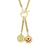 Ion Plating(IP) 304 Stainless Steel Green Yellow Enamel Letter & Eye Pendant Wheat Chain Necklaces STAS-Z102-01G-Z-1