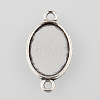 Antique Silver Tibetan Style Alloy Flat Oval Cabochon Connector Settings X-TIBE-M022-06AS-5