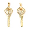 Rack Plating Brass Micro Pave Clear Cubic Zirconia Pendants KK-M253-08G-1