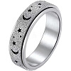 Non-Tarnish Stainless Steel Moon and Star Rotatable Finger Ring MOST-PW0001-005E-05-1