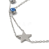 Titanium Steel Royal Blue Enamel Evil Eye & Star Ring Bracelets for Women BJEW-G719-05P-2