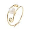 Round Natural Cultured Freshwater Pearl Finger Rings RJEW-JR00746-1