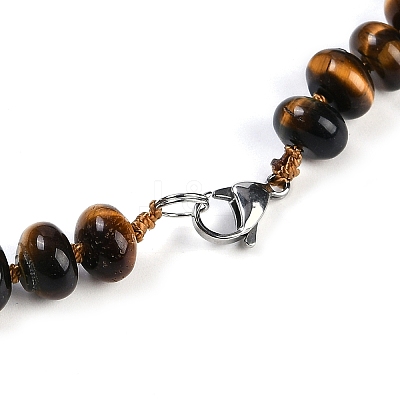 Natural Tiger Eye Rondelle Graduated Beaded Necklaces for Women Men NJEW-K388-02V-1