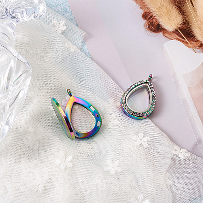 2Pcs 2 Style Alloy Magnetic Locket Pendants PALLOY-TA0002-35M-1